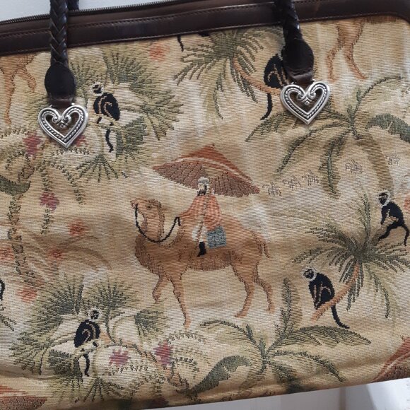 Brighton textile & Leather large satchel bag - Picture 2 of 13